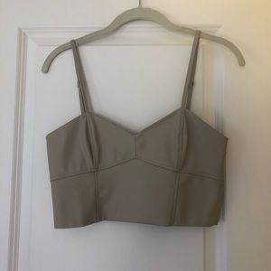 Beige/ gray faux leather Zara top